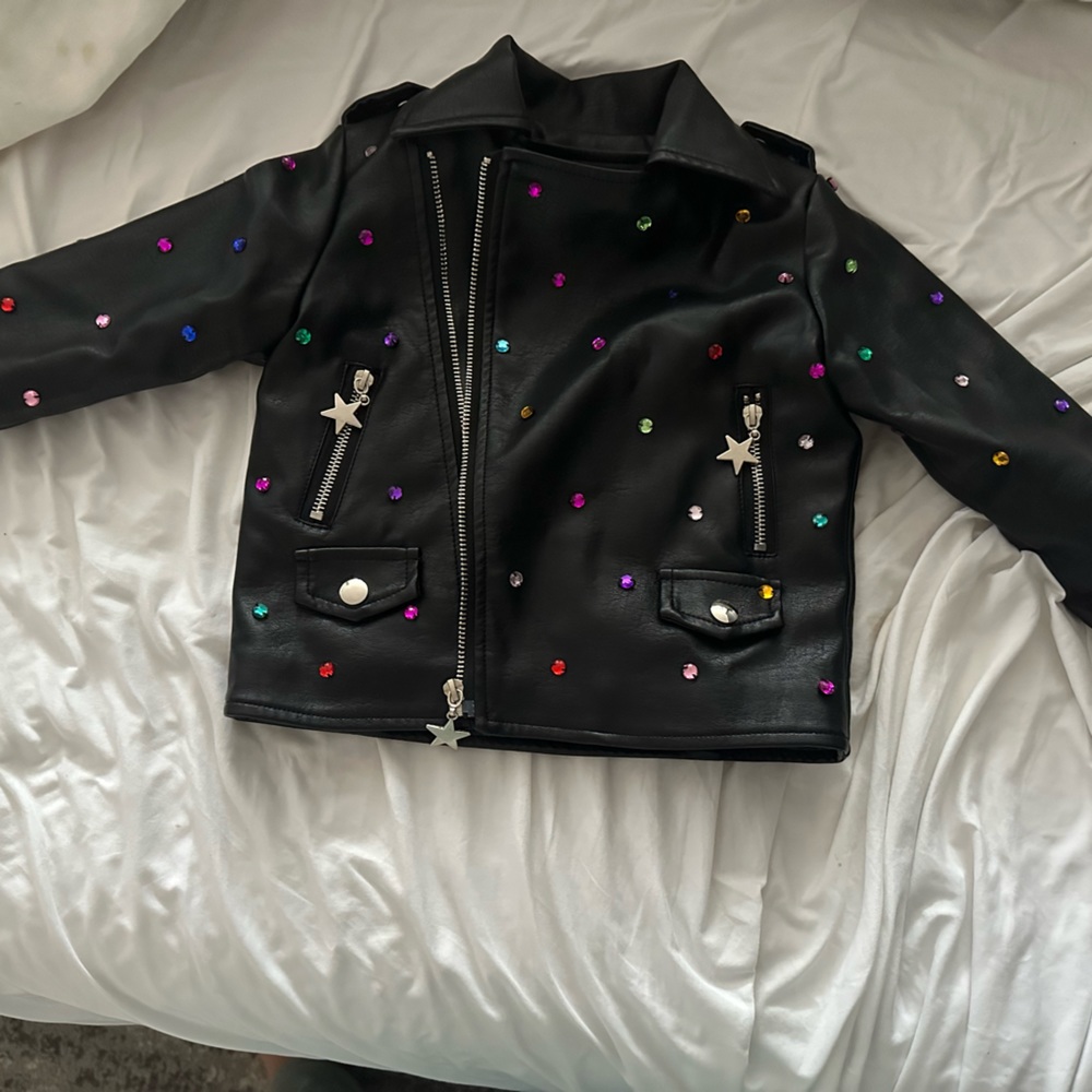 Lola & The Boys Multicolor Rhinestone Leather Jacket